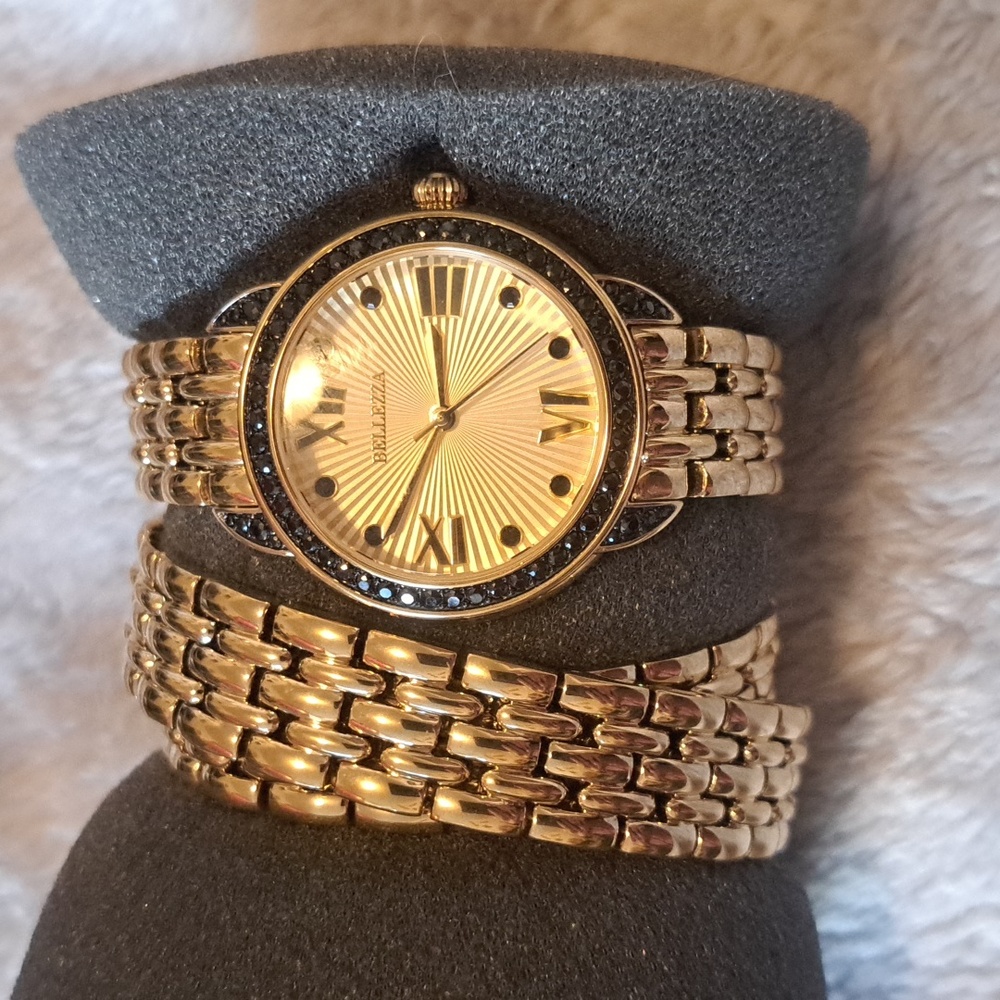 Bellezza Bronze Panthar Link 2 Piece Watch Luxury Necklace/bracelet set